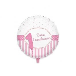 Palloncino Mylar numero 1° compleanno rosa 41″ in offerta - PapoLab