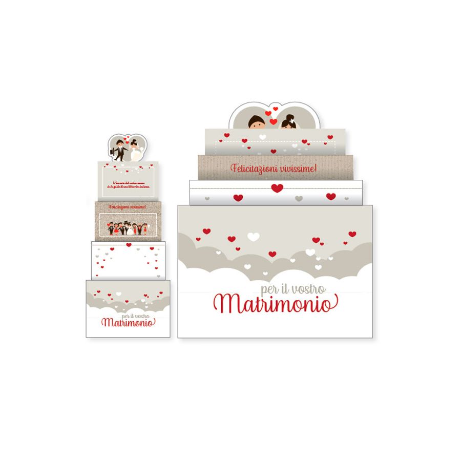 Biglietto Auguri Matrimonio Upper Con Luci E Suoni Con Cuoricini Rossi 16x14cm