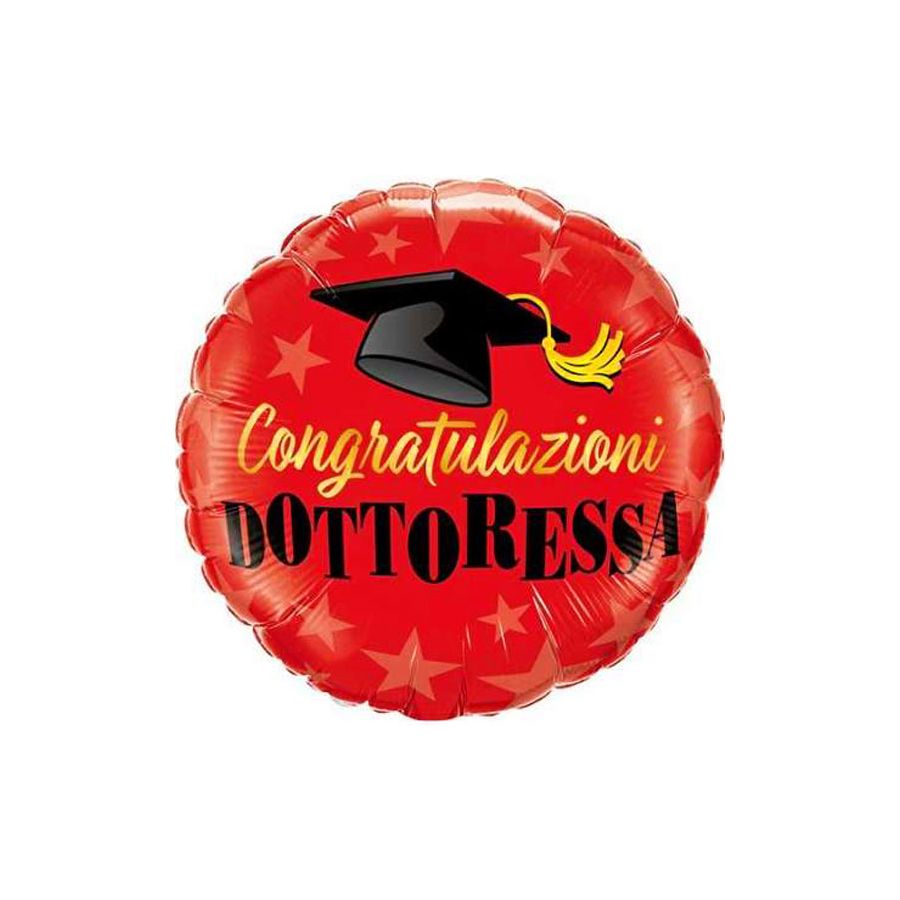 Mini Palloncino Foil Rotondo Laurea Congratulazioni Dottoressa con Tocco  23cm