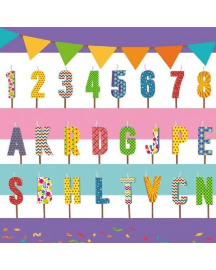 Candeline su Stelo Multicolor con Lettere per personalizzare la tua Torta di Compleanno