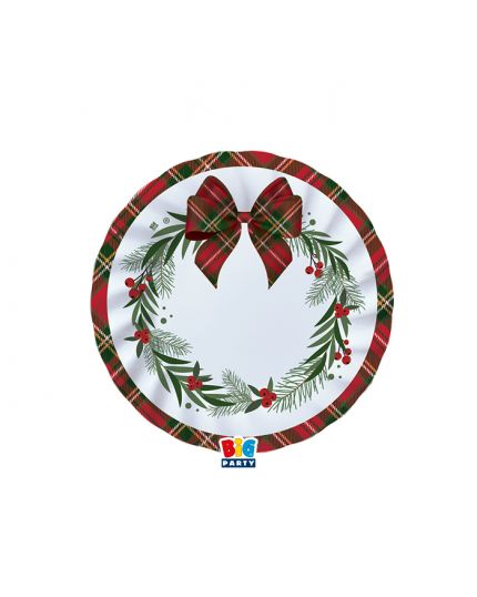 Piattini Dessert Carta Natale Tartan Holly